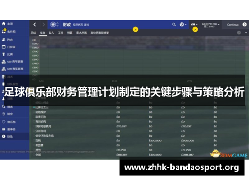 足球俱乐部财务管理计划制定的关键步骤与策略分析